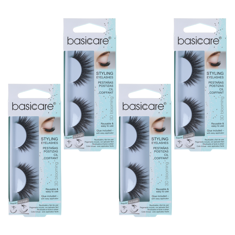 Basicare 3D Blooming 1921 Eyelashes Reusable Lightweight Bundle of 4