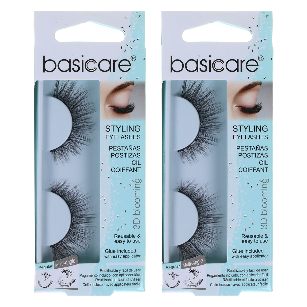 Basicare Styling Eyelashes 3D Blooming 1922 Reusable Lightweight with Glue x 2