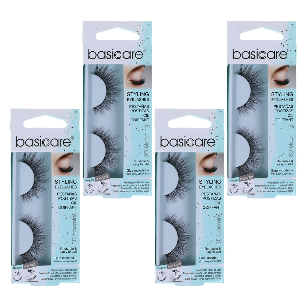 Basicare 3D Blooming Eyelashes 1922 Reusable 4 Pack with Glue