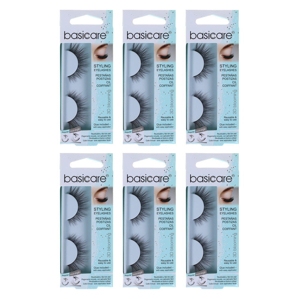 Basicare Styling Eyelashes 3D Blooming 1922 Bundle of 6 Reusable with Glue