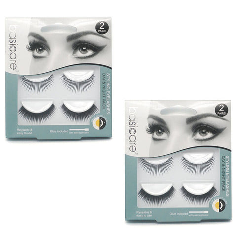 Basicare Day and Night Reusable Eyelashes 2 Pairs with Lash Glue x2