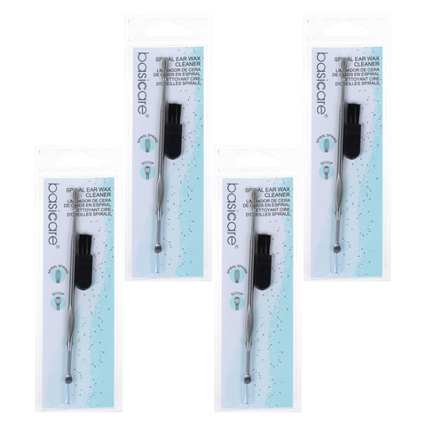 Basicare Spiral Ear Wax Cleaner Bundle of 4 Rust Resistant Reusable
