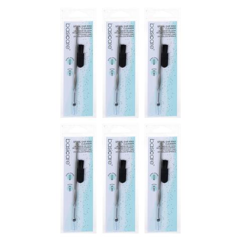 Basicare Rust Resistant Spiral Ear Wax Cleaner Bundle of 6 Reusable