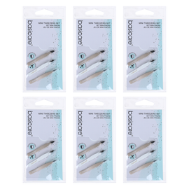 Basicare Stainless Steel Mini Tweezers 3pc Set Bundle of 6