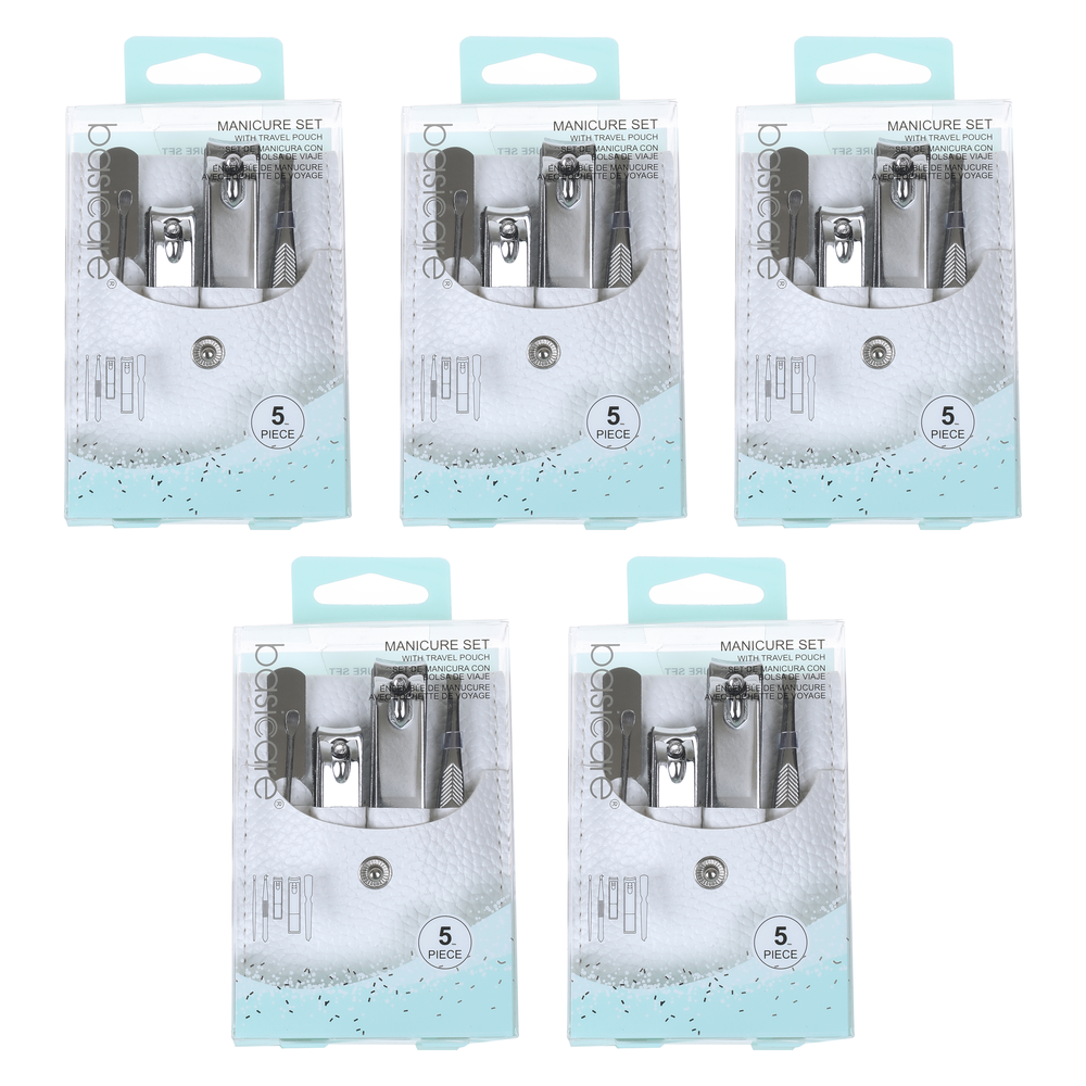 Basicare 5 Piece Manicure Set Bundle of 5 with Travel Pouch