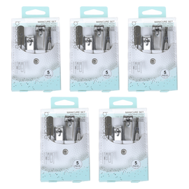 Basicare 5 Piece Manicure Set Bundle of 5 with Travel Pouch