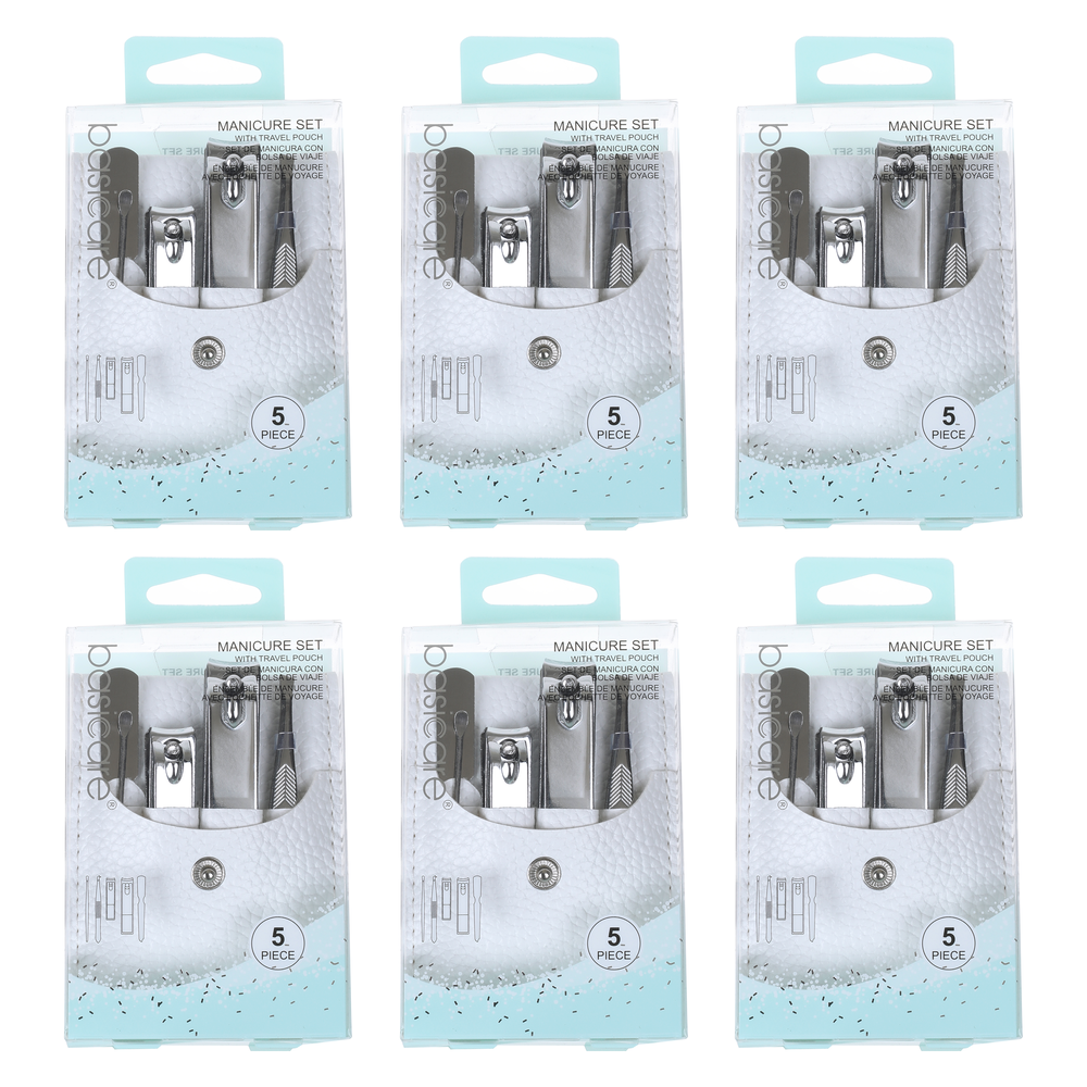 Basicare Manicure Set Bundle of 6 5 Piece Grooming Kit with Travel Pouch