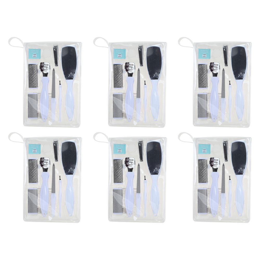 Basicare Professional 6 Pack 9 Piece Pedicure Kit Foot Care Grooming Set
