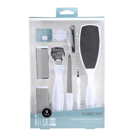 Basicare Professional 9 Piece Pedicure Kit Foot Care and Grooming Set