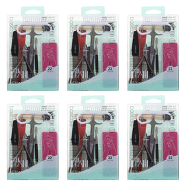 Basicare 22 Piece Manicure Set Nail Care Grooming Kit Bundle 6 Pack