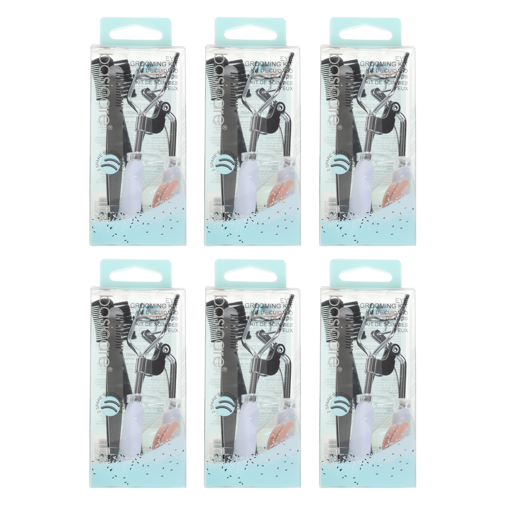 Basicare Eye Grooming Kit Bundle of 6 Eyelash Curler Tweezers Brush Comb