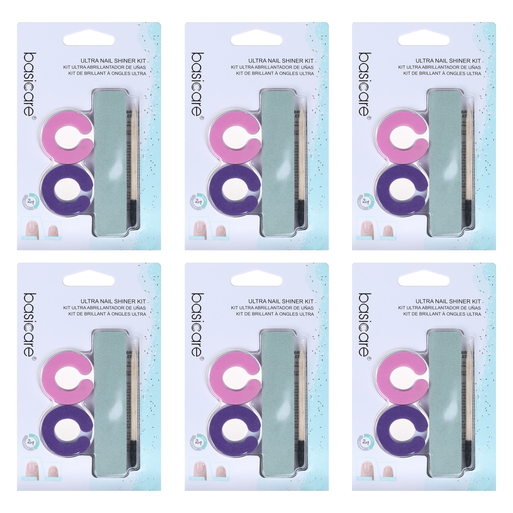 Basicare Ultra Nail Shiner Polish and Buff Kit 6 Pack for Natural Shine