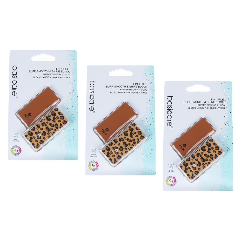 Basicare 3 Pack 4 In 1 Nail Buffer Block File Buff Smooth Shine