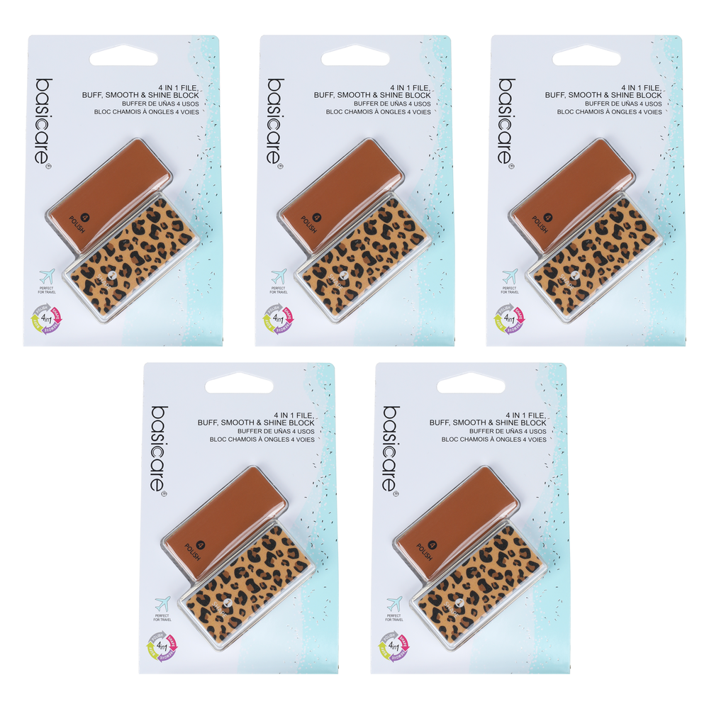 Basicare 4 In 1 Nail Buffer Block Bundle of 5 File Buff Smooth Shine