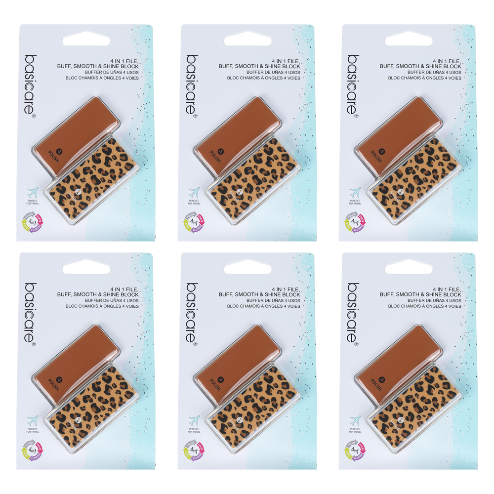 Basicare 4 In 1 Nail Buffer Block 6 Pack Bundle for Manicure