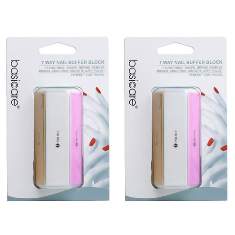 Basicare 7 Way Nail Buffer Shape Refine Smooth Buff Polish Travel Pack x2