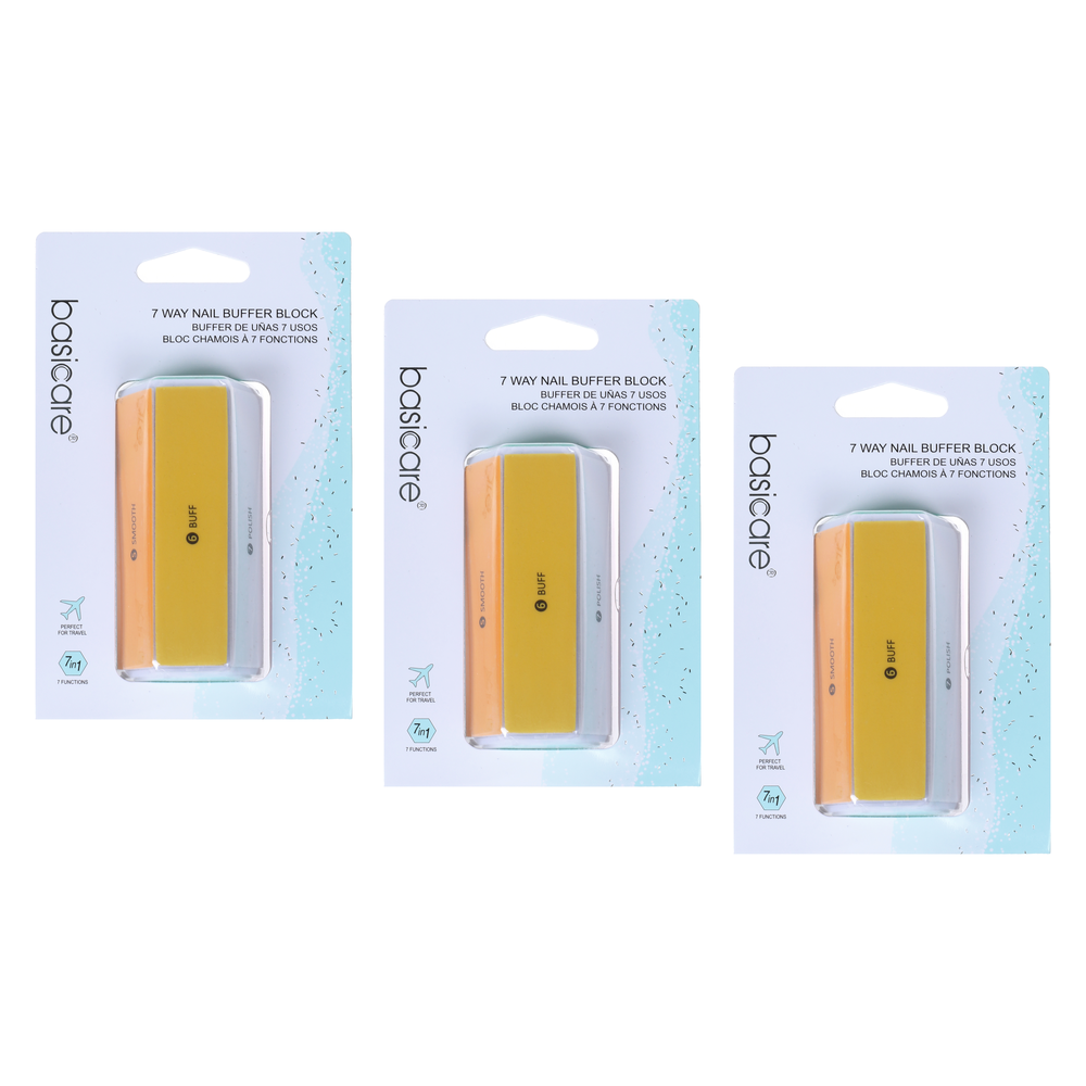 Basicare 7 Way Nail Buffer 3 Pack Salon Quality Shape Refine Polish