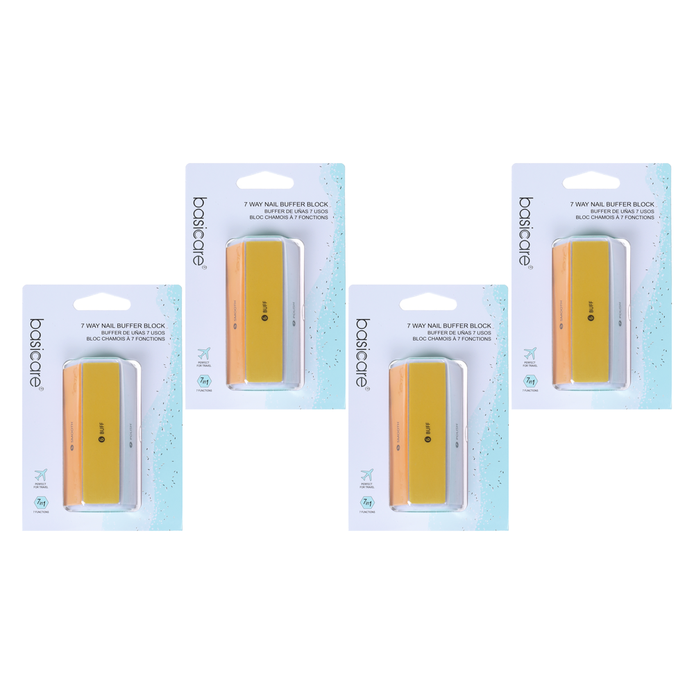Basicare 7 Way Nail Buffer 4 Pack Bundle Shape Refine Smooth Polish