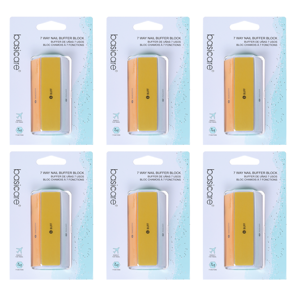 Basicare 7 Way Nail Buffer 6 Pack Bundle Shape Refine Smooth Buff Polish