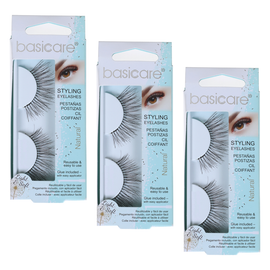 Basicare Reusable Styling Eyelashes With Glue And Applicator Bundle of 3