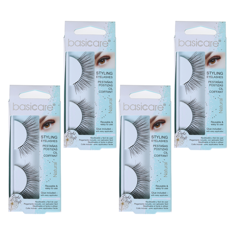 Basicare Reusable Styling Eyelashes With Glue And Applicator Bundle of 4