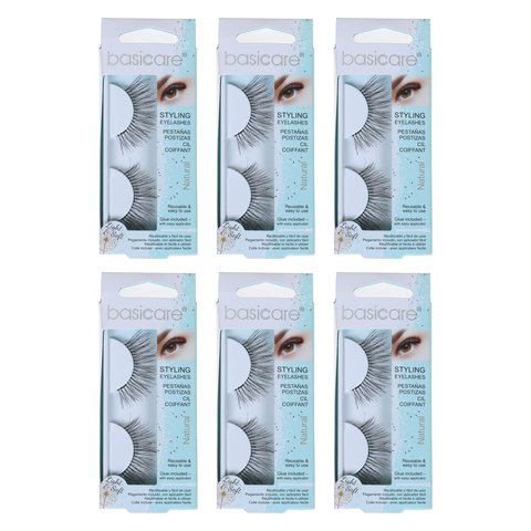 Basicare Reusable Styling Eyelashes With Glue And Applicator Bundle of 6