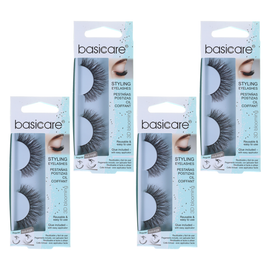 Basicare Reusable Styling Eyelashes With Glue And Applicator 4 Pack
