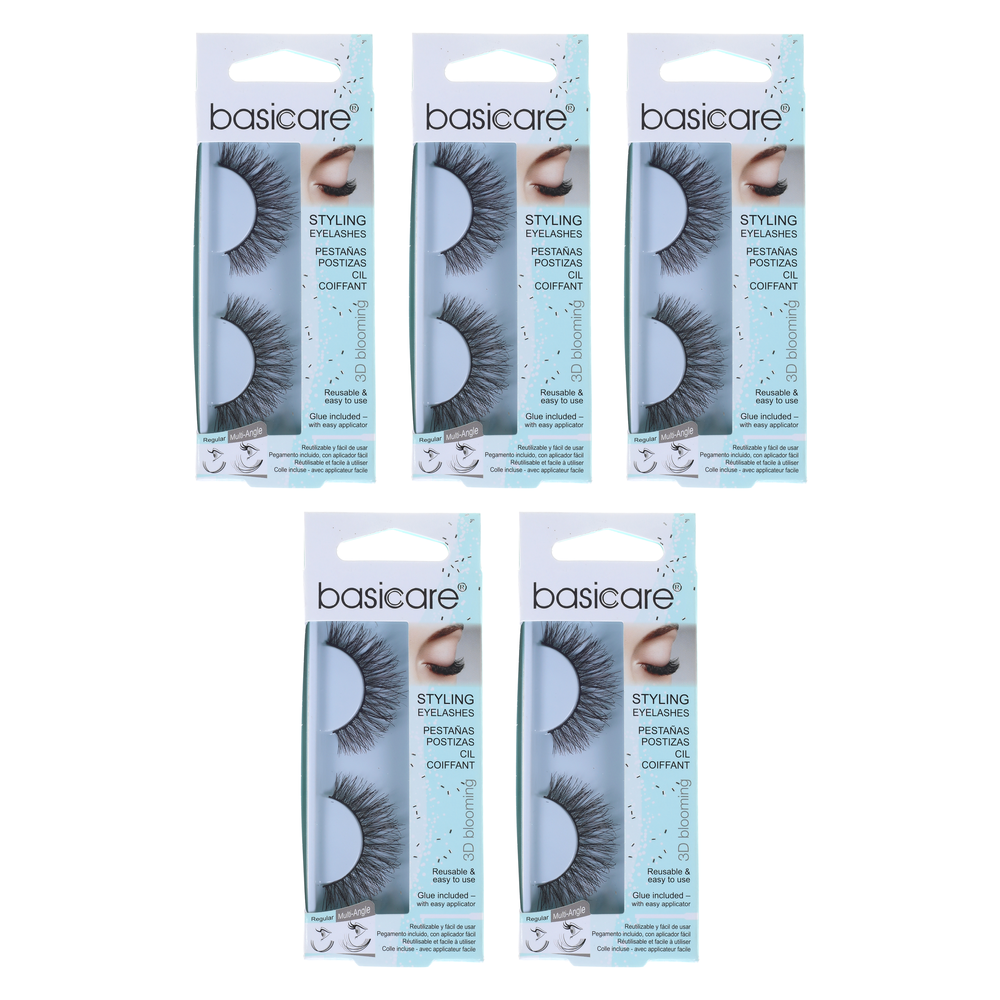 Basicare Reusable Styling Eyelashes With Glue And Applicator 5 Pack