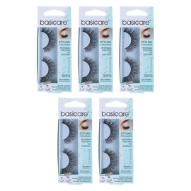 Basicare Reusable Styling Eyelashes With Glue And Applicator 5 Pack