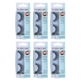 Basicare Reusable Styling Eyelashes With Glue And Applicator Bundle 6 Pack