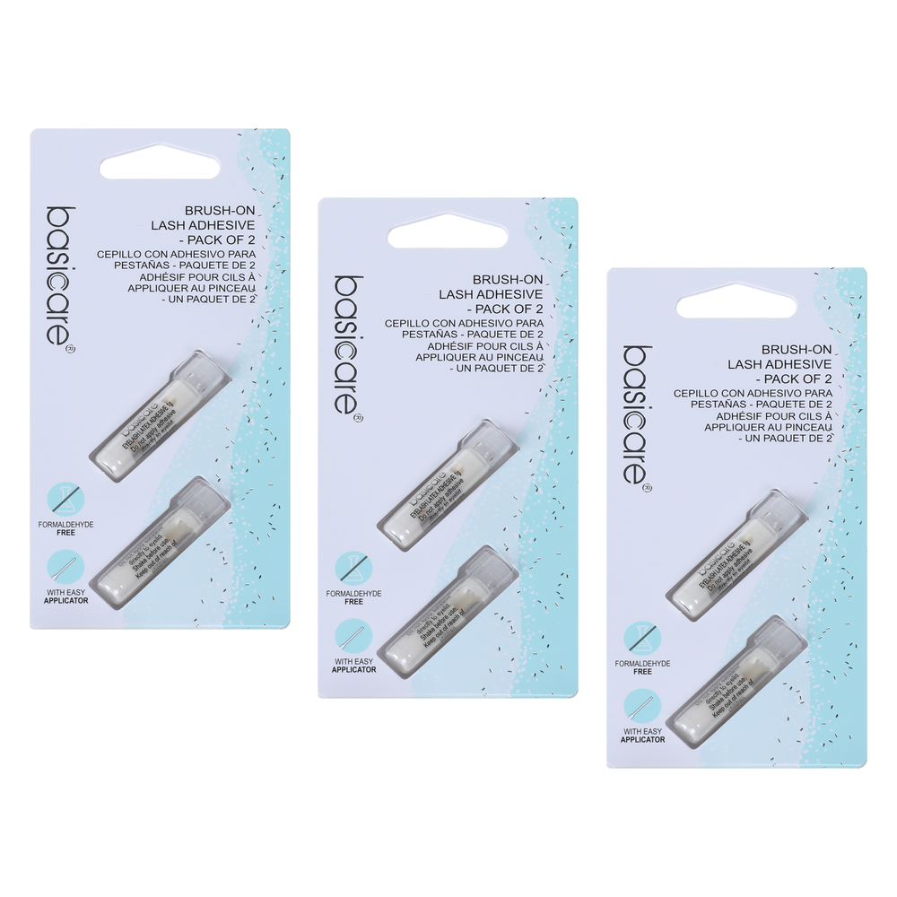 Basicare Brush On Lash Adhesive Bundle of 3 With Easy Applicator Strong Hold