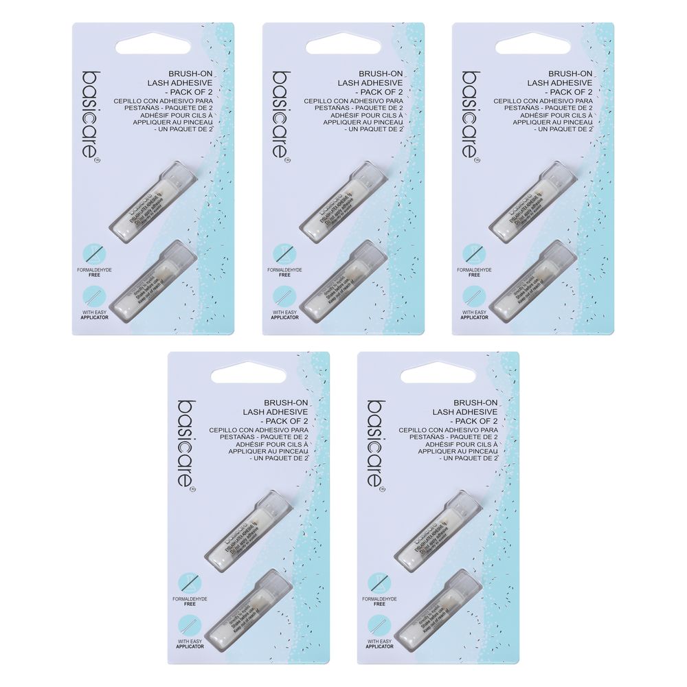 Basicare Brush On Lash Adhesive 5 Pack Easy Applicator Strong Hold