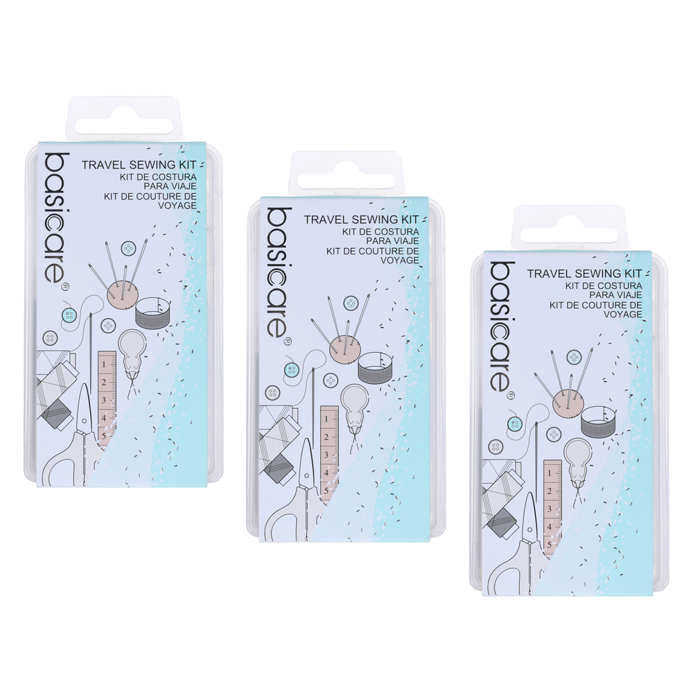 Basicare Travel Emergency Sewing Kit Bundle of 3 Compact Portable Kit