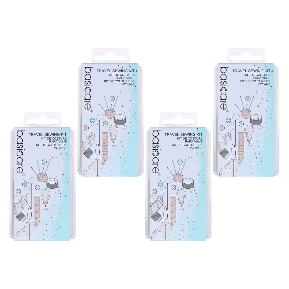 Basicare Travel Emergency Sewing Kit Bundle of 4 Compact Portable Pack