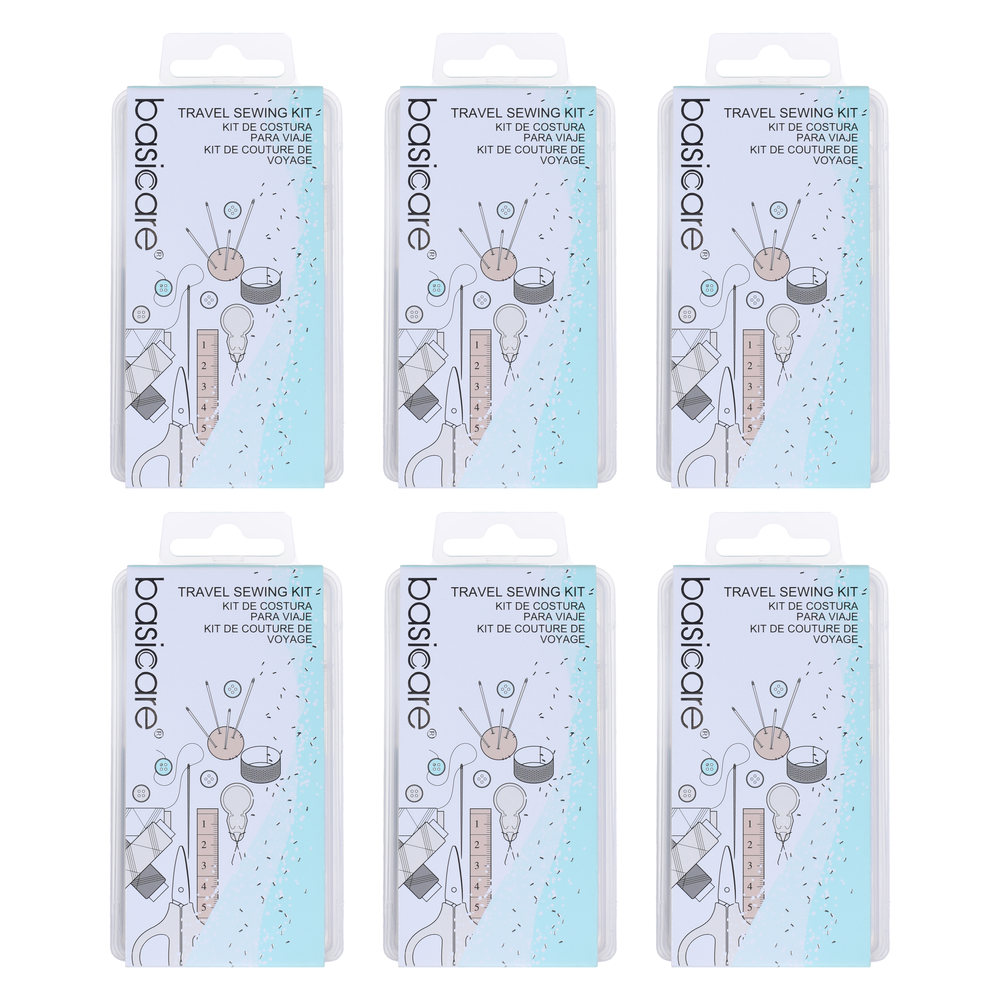 Basicare Travel Emergency Sewing Kit Bundle of 6 Compact Portable Repair