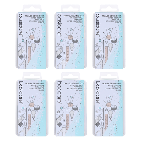 Basicare Travel Emergency Sewing Kit Bundle of 6 Compact Portable Repair