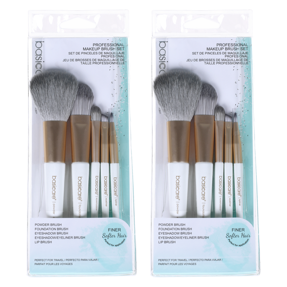 Basicare Professional Makeup Brush Set 5 Piece x2 High Quality Beauty Tools