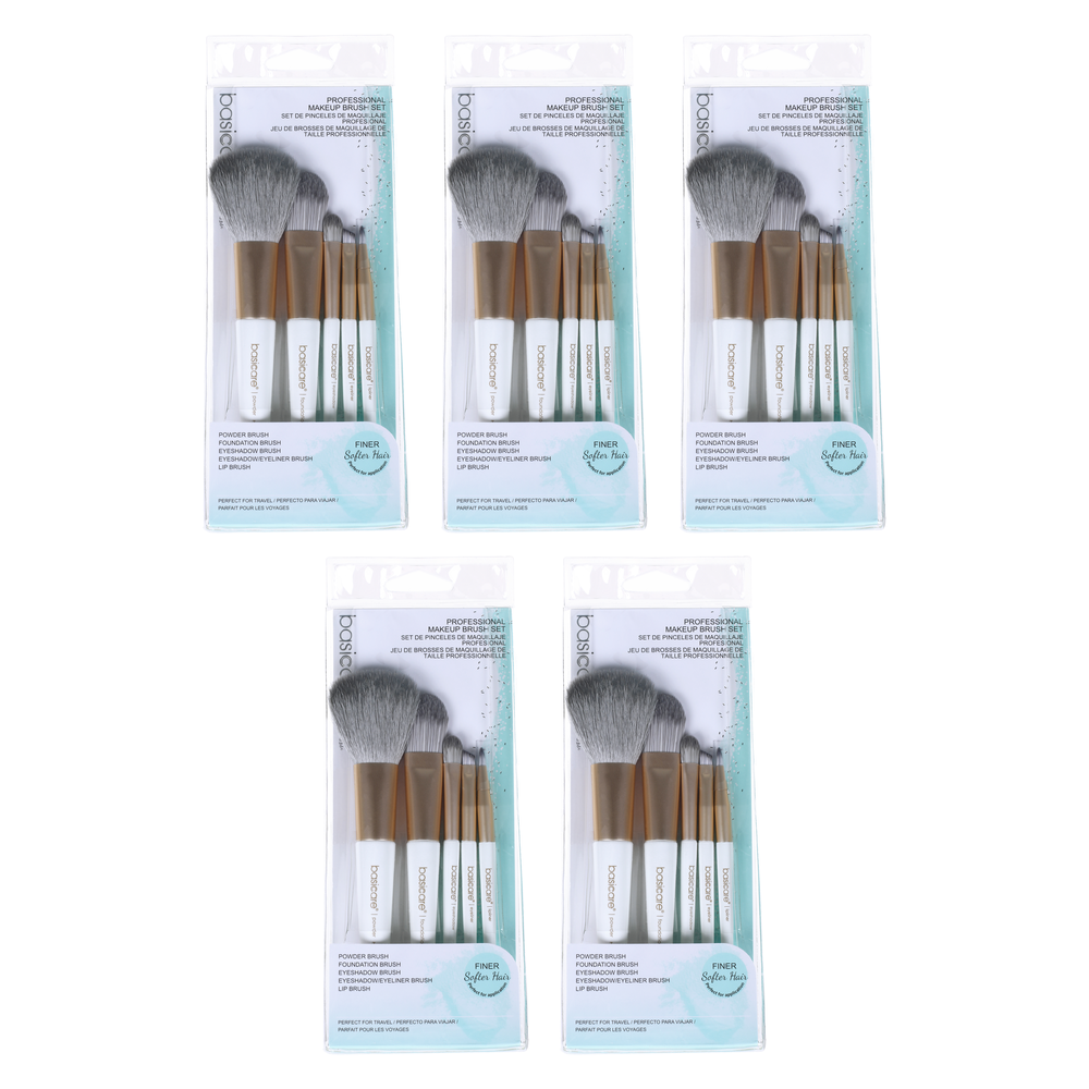 Basicare Bundle of 5 Professional Makeup Brush Set 5 Piece