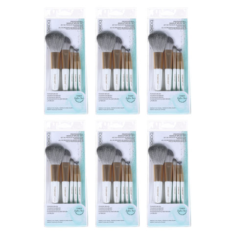Basicare 5 Piece Makeup Brush Set Bundle of 6 Professional Beauty Brushes