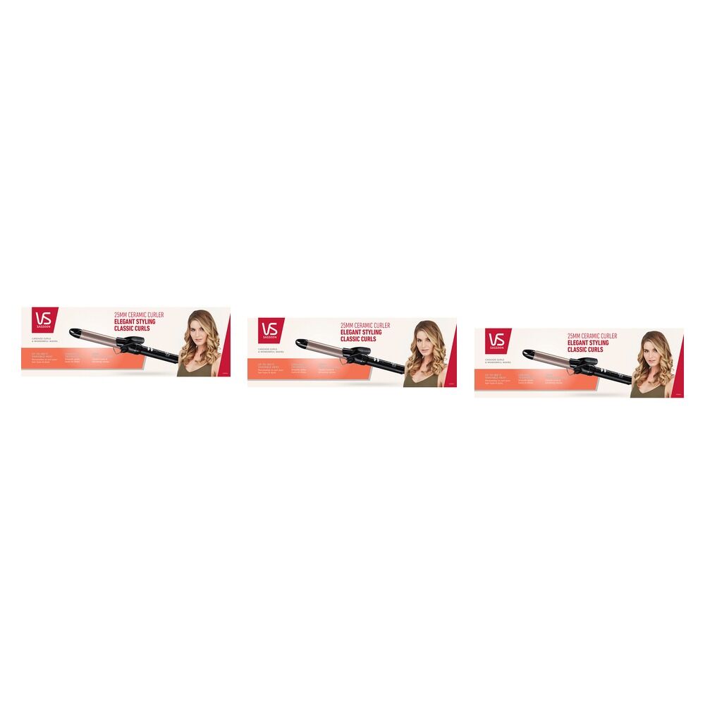 VS Sassoon Ceramic Hair Curler 25mm Barrel Pack of 3