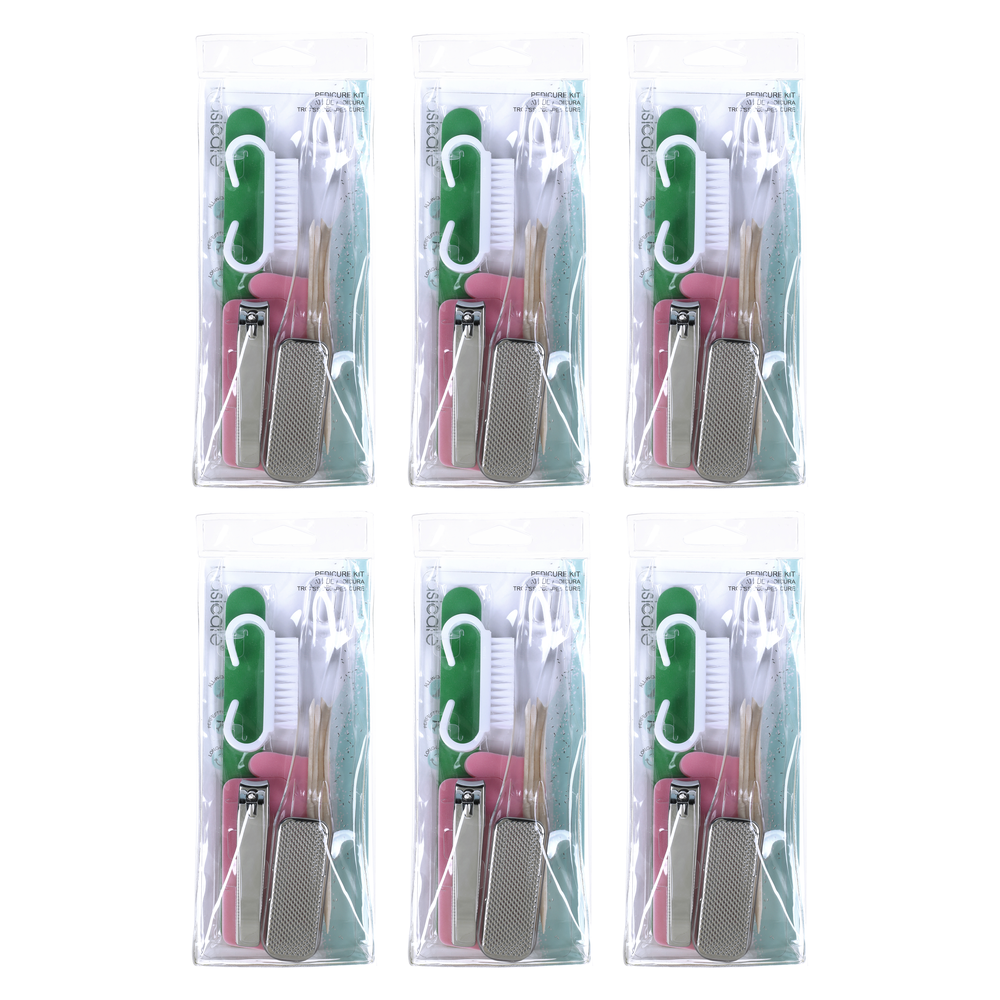 Basicare Pedicure Kit Bundle of 6 Travel Friendly Foot Care Set