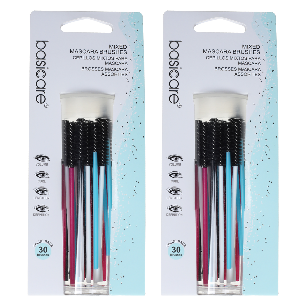 Basicare Disposable Mascara Wands 2 Pack 30 Count Lash Applicators Hygiene Tools