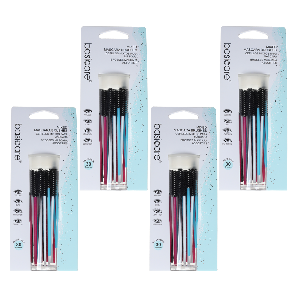 Basicare Disposable Mascara Wand 30 Pack Bundle of 4 120 Wands