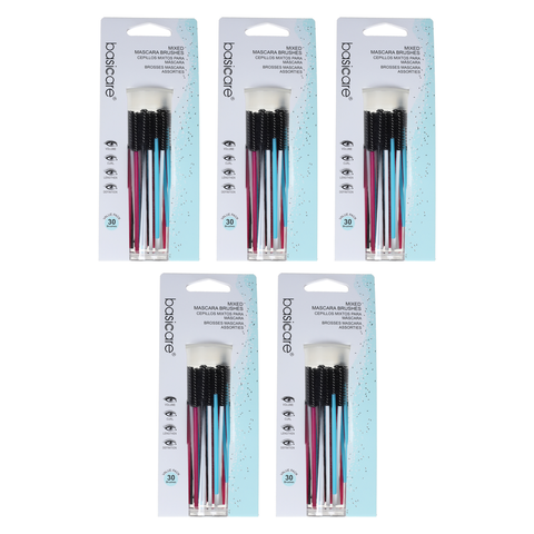 Basicare Disposable Mascara Wand Brushes 30 Pack Bundle of 5