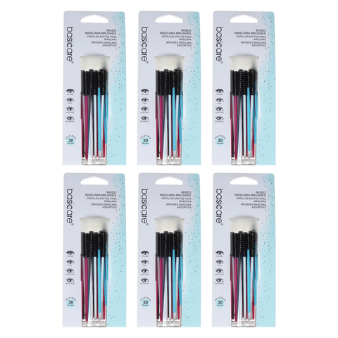 Basicare Disposable Mascara Wand Brush 30 Pack Bundle of 6 180 Wands