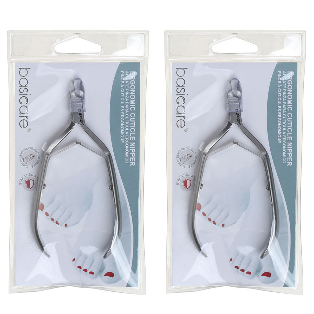 Basicare Ergonomic Stainless Steel Cuticle Nipper Twin Pack Precision Tool