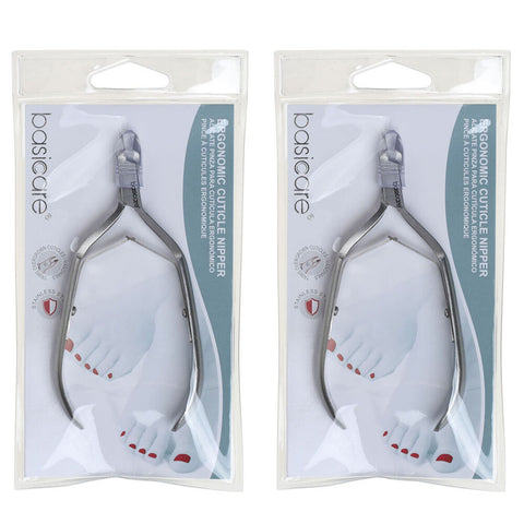 Basicare Ergonomic Stainless Steel Cuticle Nipper Twin Pack Precision Tool
