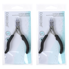 Basicare Stainless Steel Cuticle Nipper Rubberized Handle Precision Tool Pack 2