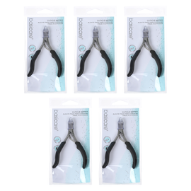 Basicare Cuticle Nipper Bundle of 5 Stainless Steel Rubber Handle Precision Tool