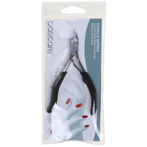 Basicare Stainless Steel Cuticle Nipper with Rubberized Handle Precision Tool